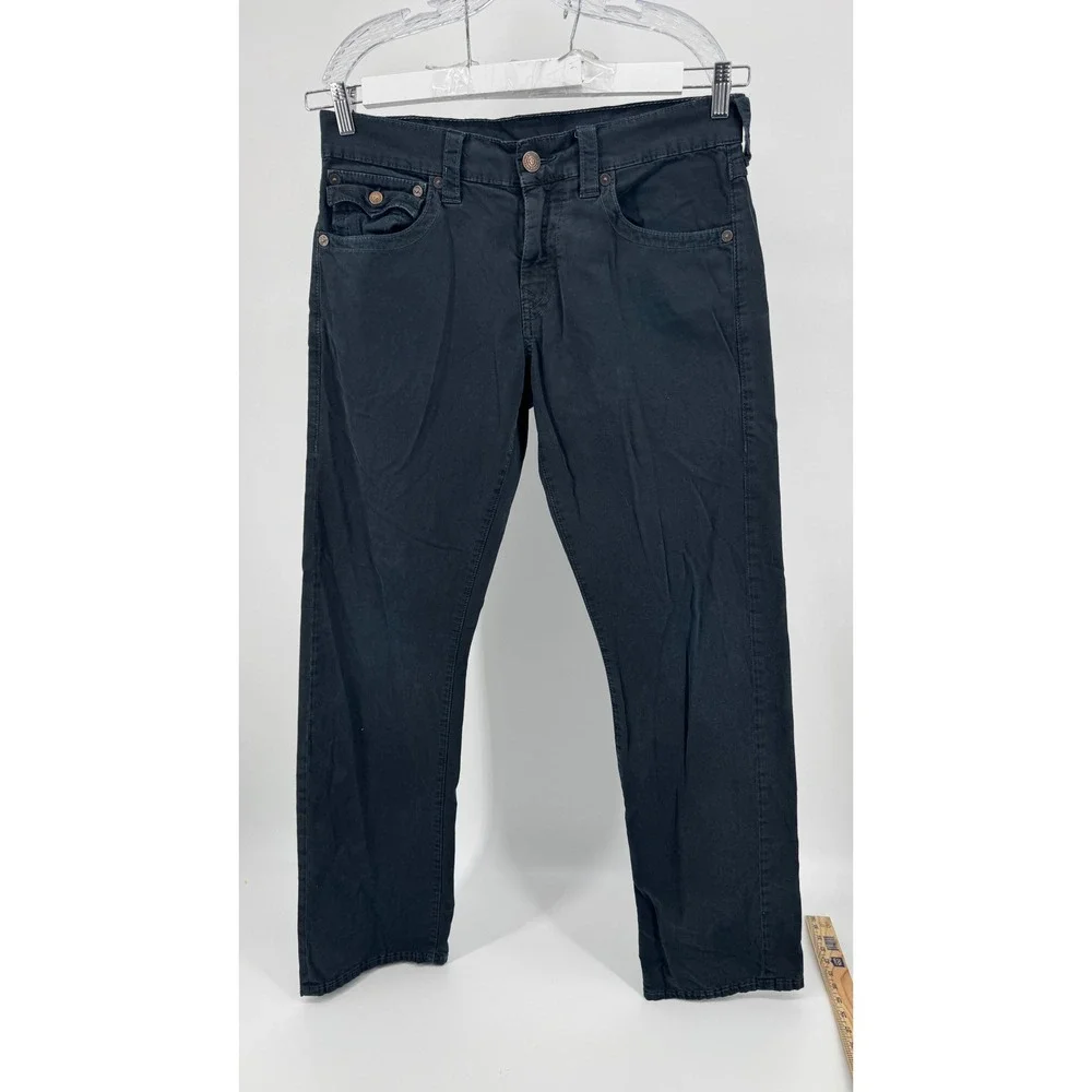 True Religion Pants Mens 32 Blue Straight Leg Flap Pocket Horseshoe Streetwear